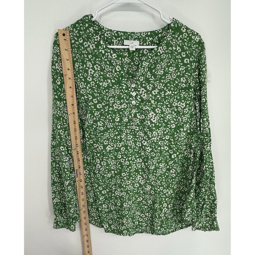 J Jill Top Womens Small Green Floral Peasant Festival Boho Fairy Cottagecore - Picture 5 of 8